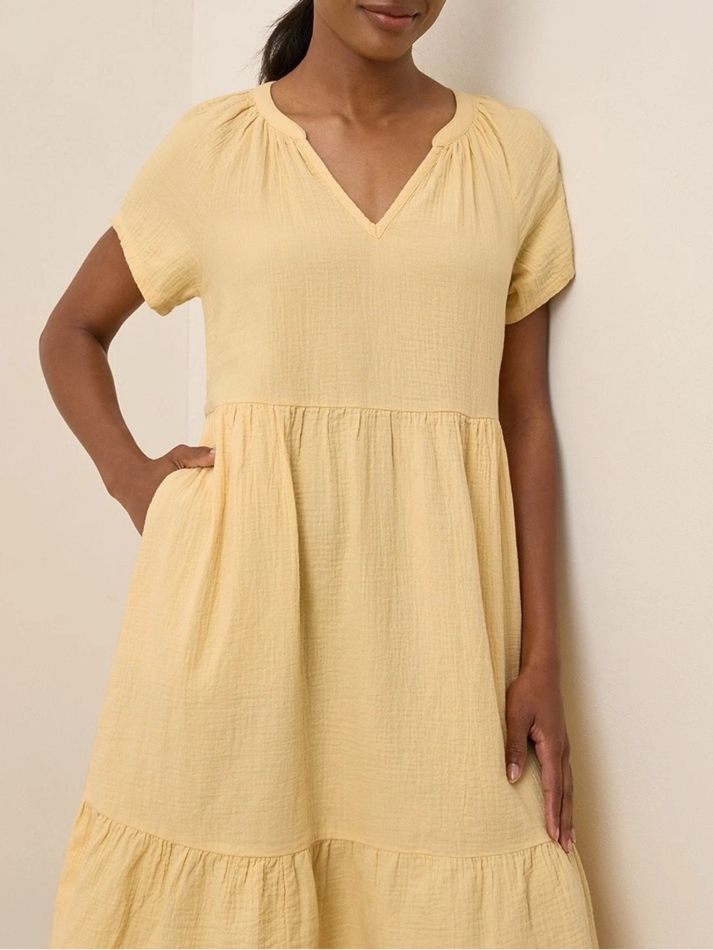 Pact Women's Coastal Double Gauze Breezy Dress Extra Small Sungold Summer